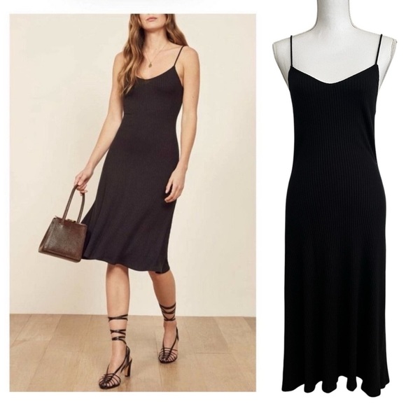 Reformation Dresses & Skirts - BOGO! Reformation Jeans Ribbed Knit Midi Dress LBD Black Size Medium